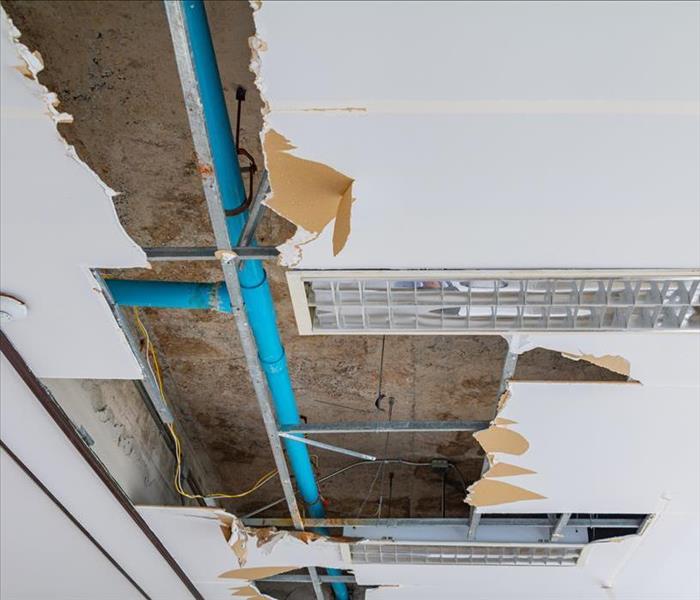ceiling pipe leak in commercial building