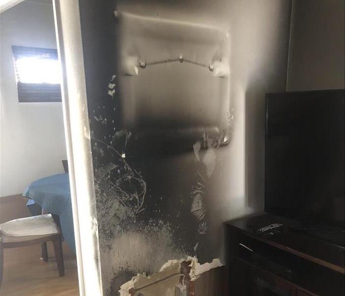 soot covered wall fire damage
